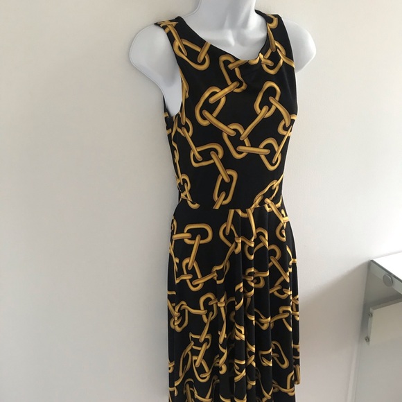 Isaac Mizrahi Gold Chain Black Fit and Flare Dress - Picture 10 of 16